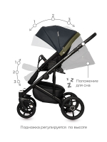 Детская коляска Riko Basic Ozon 3 в 1 02 черно-зеленый