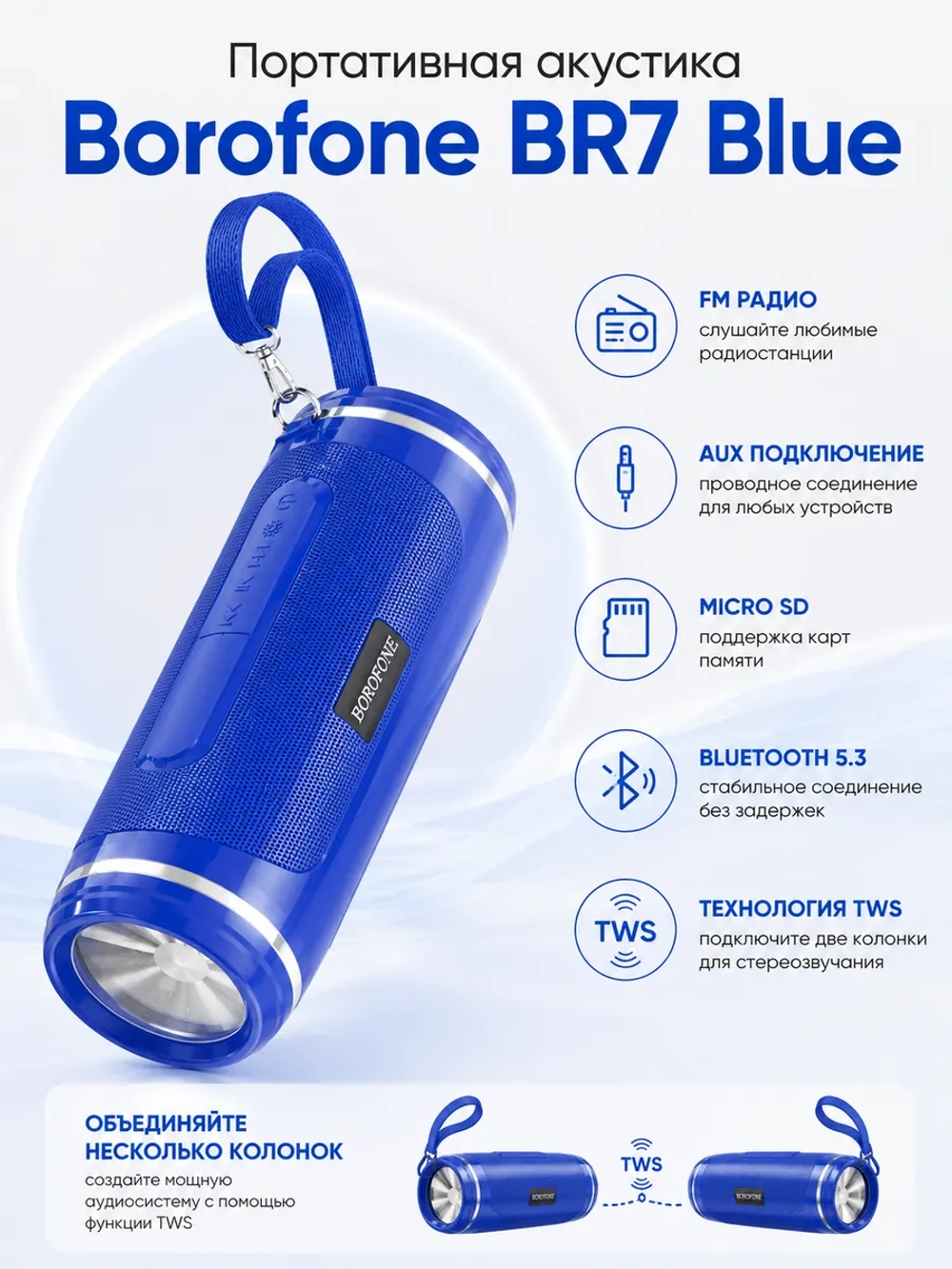 Беспроводная колонка Borofone BR7 ( синий )