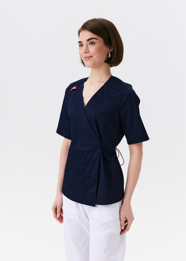 Топ с запахом медицинский женский Йошо, нэви хлопок