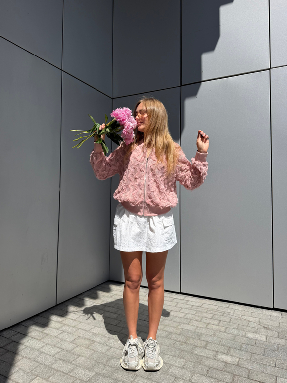 Кружевной бомбер Boho розовый
