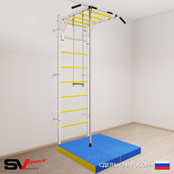 Шведская стенка Sv Sport усиленная 6354 (Турник рукоход/Канат/Трапеция/Мат 1м)