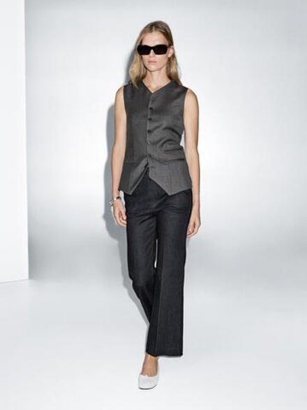 Massimo Dutti Джинсы клеш со средней посадкой, темно-синий