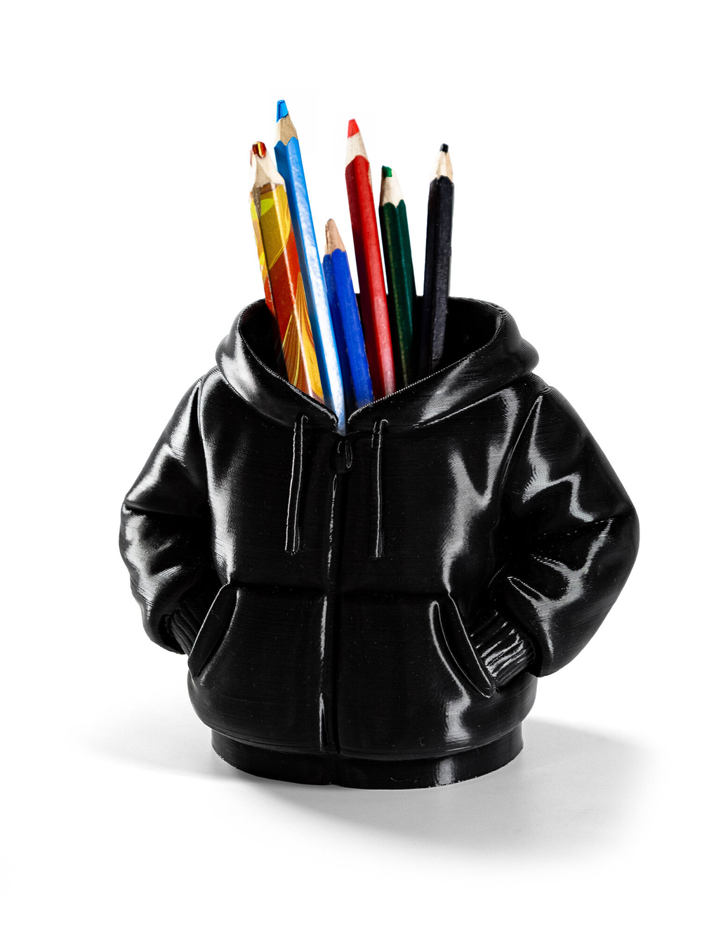 Подставка для карандашей "Худи", 13 см высота, 3D печать, черная