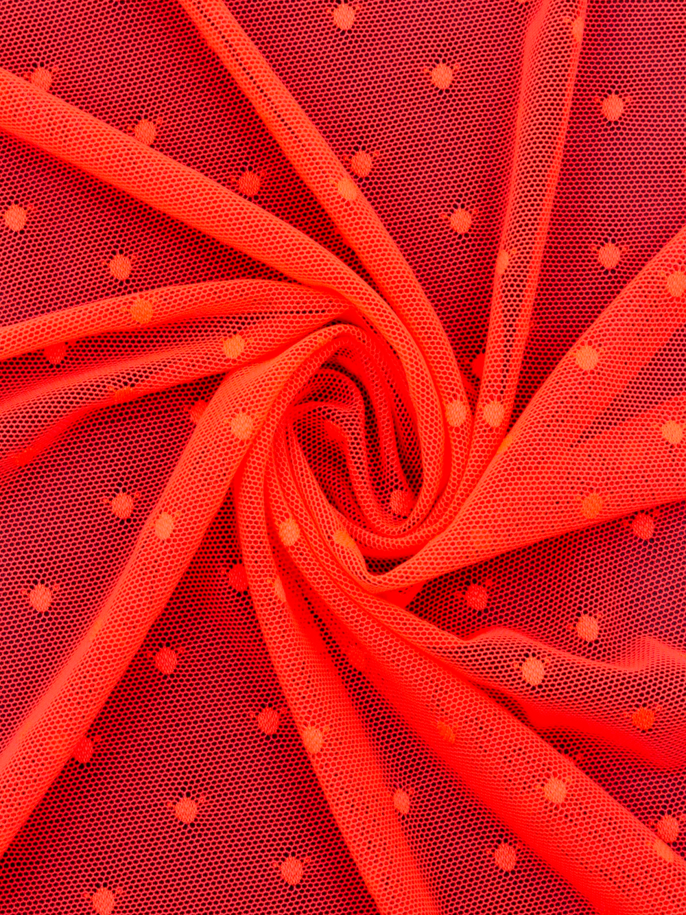 Сетка эластичная оранжевая неоновая в горошек 5 мм метражом