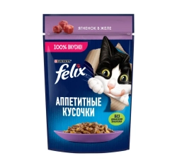 Felix влажный корм для кошек аппетитные кусочки с ягненком пауч 75 г