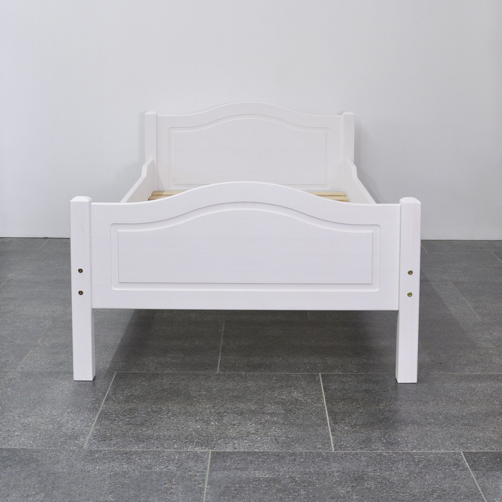 Кровать 90х200 Рита из массива сосны, с основанием кровати, белый воск