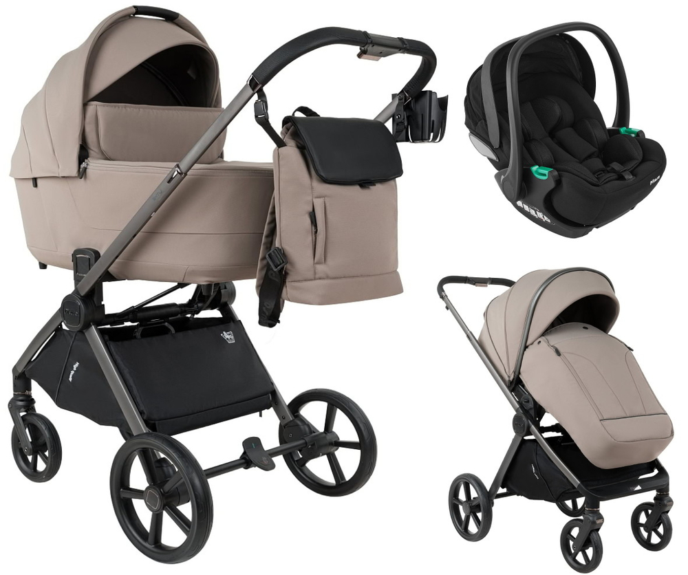 Детская коляска Pituso Teffy 3 в 1 с автокреслом Baesa Black Hazel/Graphite