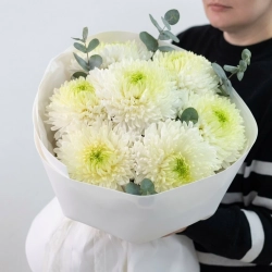 Букет "Бигуди" с пышной хризантемой.