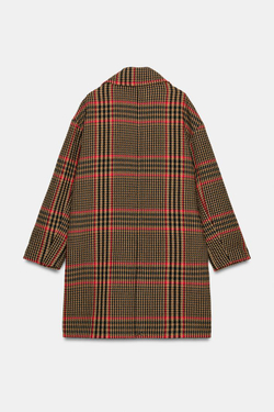 ZARA ПАЛЬТО ОВЕРСАЙЗ В КЛЕТКУ, РАЗНОЦВЕТНЫЙ
