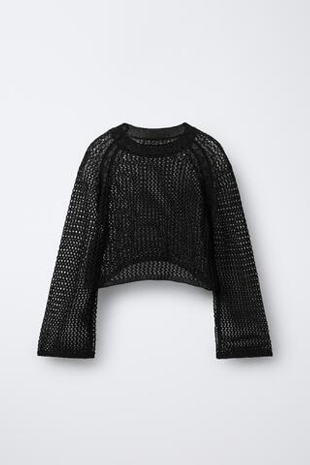 ZARA УКОРОЧЕННЫЙ ДЖЕМПЕР, ЧЕРНЫЙ