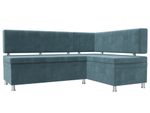 Диван кухонный угловой Стайл правый угол, Бирюзовый, Велюр, 111656