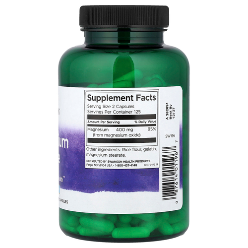 Swanson, Оксид магния, 250 капсул (200 мг на капсулу)