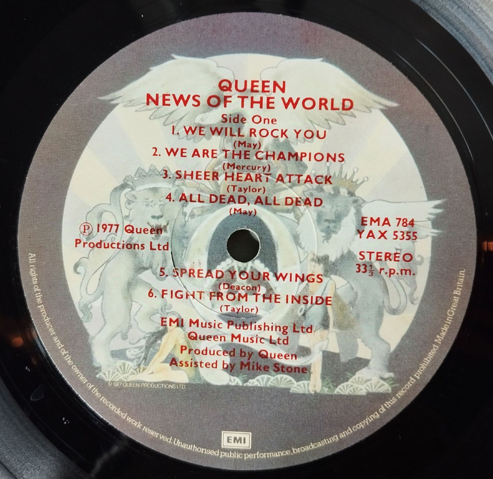Винтажная виниловая пластинка LP Queen News Of The World (UK 1977) We Will Rock You