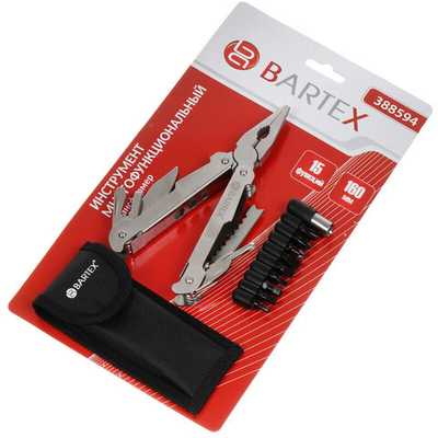 Мультитул-трансформер 15 функций, с чехлом, 160 мм, Bartex, AI-2904011, шт