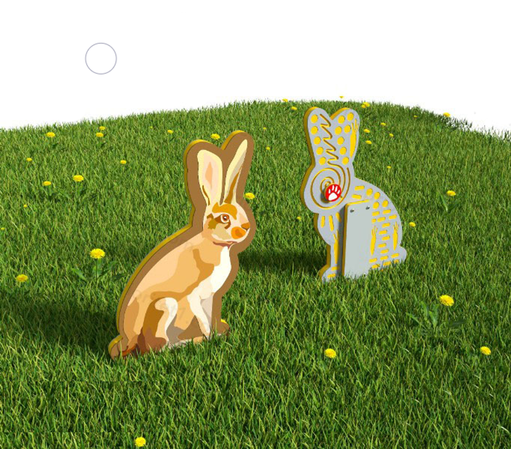 Уличный двусторонний модуль с сенсорными элементами Тактильный топиарий Животные леса