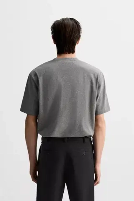 ZARA ХЛОПКОВАЯ ФУТБОЛКА С КОРОТКИМИ РУКАВАМИ, СЕРЫЙ