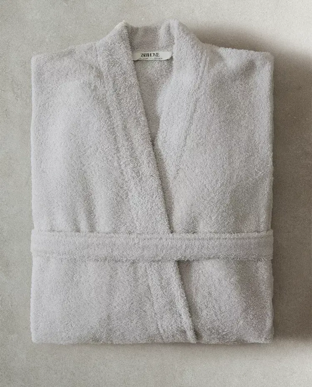 ZARA HOME ХЛОПКОВЫЙ ХАЛАТ, СВЕТЛО-СЕРЫЙ