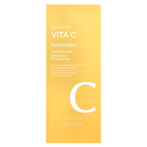 Missha, All Around Vita C, солнцезащитное средство, SPF 50, 70 мл (2,36 жидк. Унции)