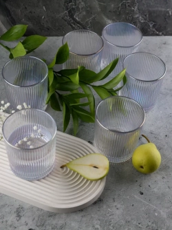 Набор ребристых бокалов для виски, 350 мл. 6 шт. перламутр