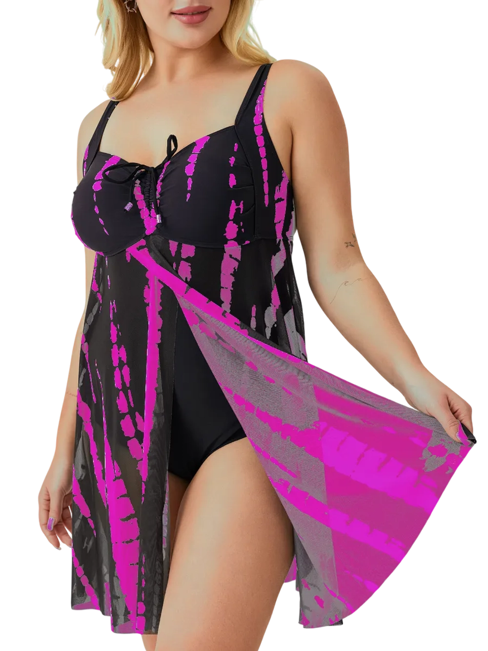 Купальник-платье слитный большой размер