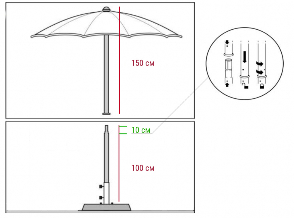Зонт пляжный профессиональный Ø2.4 м Cezanne