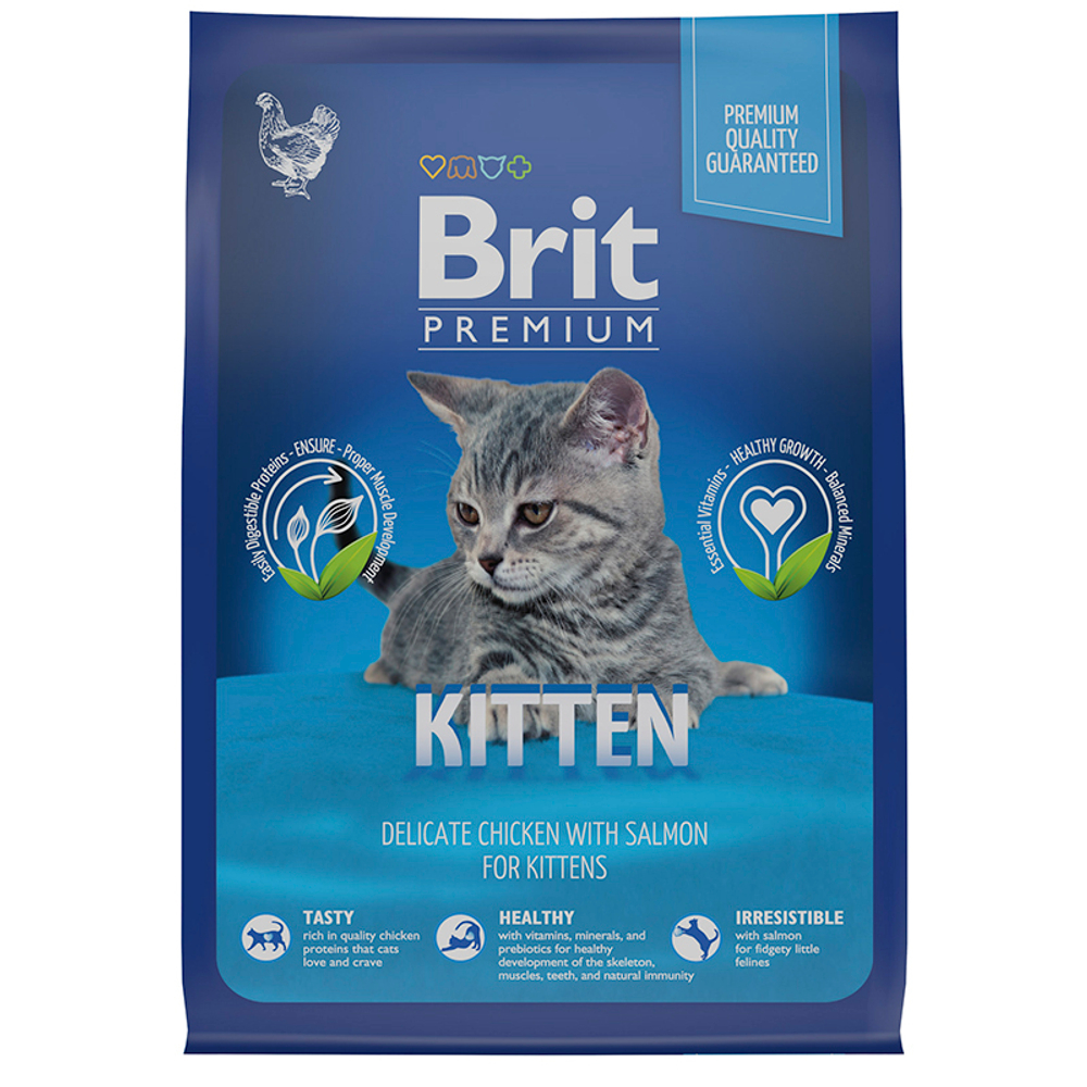 Сухой корм Brit Premium Cat Kitten с курицей 400г, для котят 05.2025