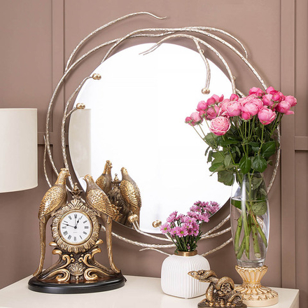 Настенное круглое зеркало Calipso (Калипсо) Айвори Мраморное золото