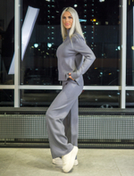 Серый трикотажный костюм женский оптом