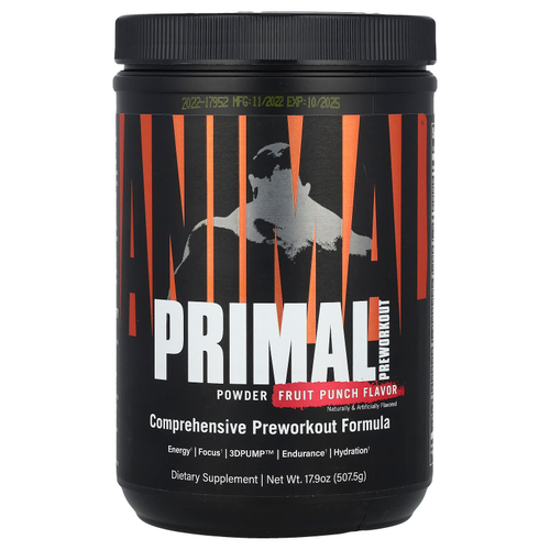 Animal, Primal предтренировочный порошок, фруктовый пунш, 507,5 г (17,9 унции)
