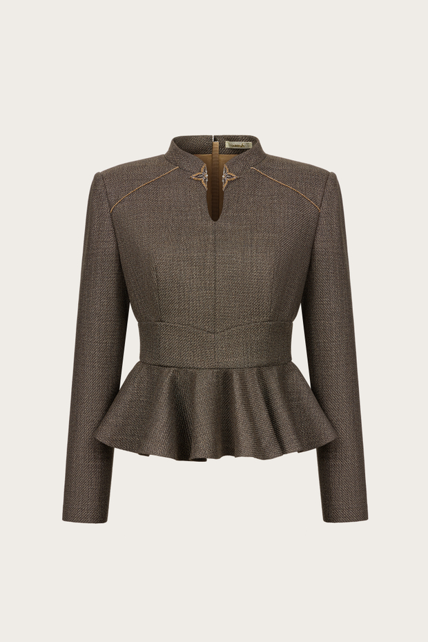 ЖАКЕТ ИЗ ШЕРСТИ С БАСКОЙ И АВТОРСКОЙ ВЫШИВКОЙ