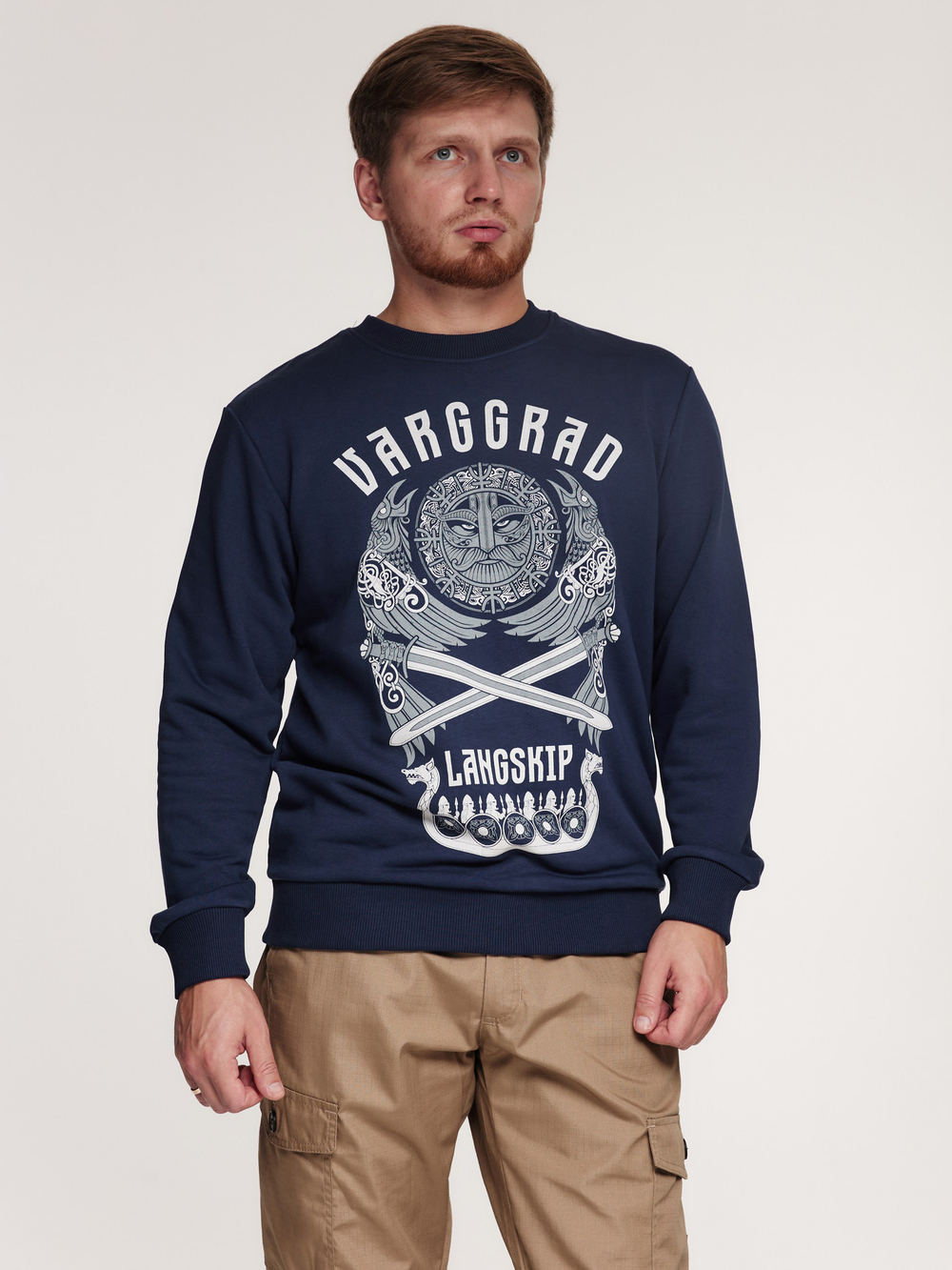 Свитшот Варгградъ мужской тёмный индиго "Вранакрик" без начёса