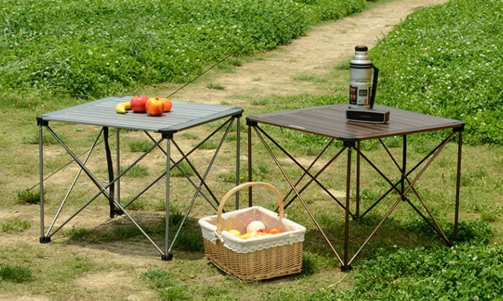 Стол туристический Naturehike алюминиевый, 69,5х69,5х56 см, складной, серый