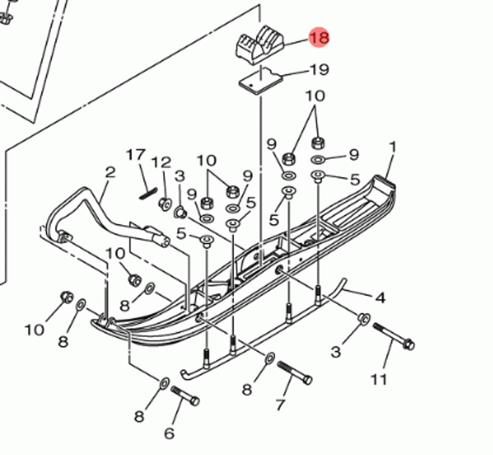 Подушка резиновая для снегоходов Yamaha 8GR237430000