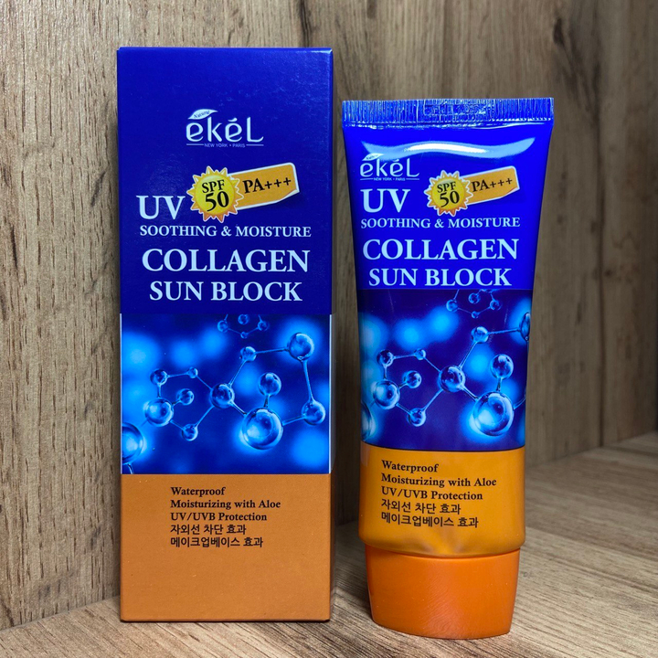 Крем для лица Ekel Soothing & Moisture Collagen Sun Block SPF50 PA+++ Солнцезащитный с коллагеном 70 мл