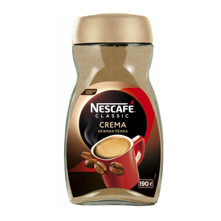 Кофе растворимый Nescafe Classic Crema, 190 г, стеклянная банка