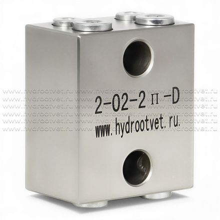 2-02-2П-D - Питатель модульного исполнения для двухлинейных смазочных систем с рабочим давлением 200 бар, количество выходов 2, максимальная доза на выход 2 мл/цикл, с винтом с фиксированной настройкой