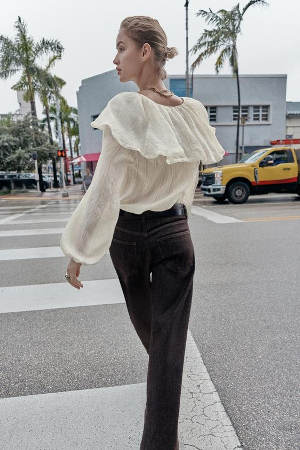 ZARA ДЖИНСЫ Z1975 СВОБОДНОГО ПРЯМОГО КРОЯ СО СРЕДНЕЙ ПОСАДКОЙ, КОРИЧНЕВЫЙ