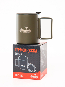 Термокружка со складными ручками и поилкой 300мл TRC-136.12 TRAMP(оливковый)