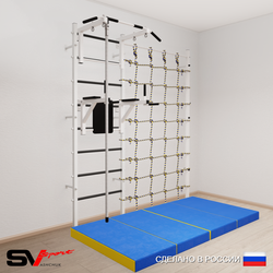 Шведская стенка Sv Sport 57040 (Турник стандарт/Брусья/Канат/Мат 2м/Канатный лаз)
