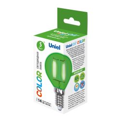 LED-G45-5W-GREEN-E14 GLA02GR Лампа светодиодная. Форма шар. Серия Air color. Зеленый свет. Картон. ТМ Uniel