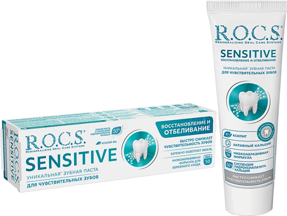 Зубная паста R.O.C.S. Sensitive восстановление и отбеливание 75мл