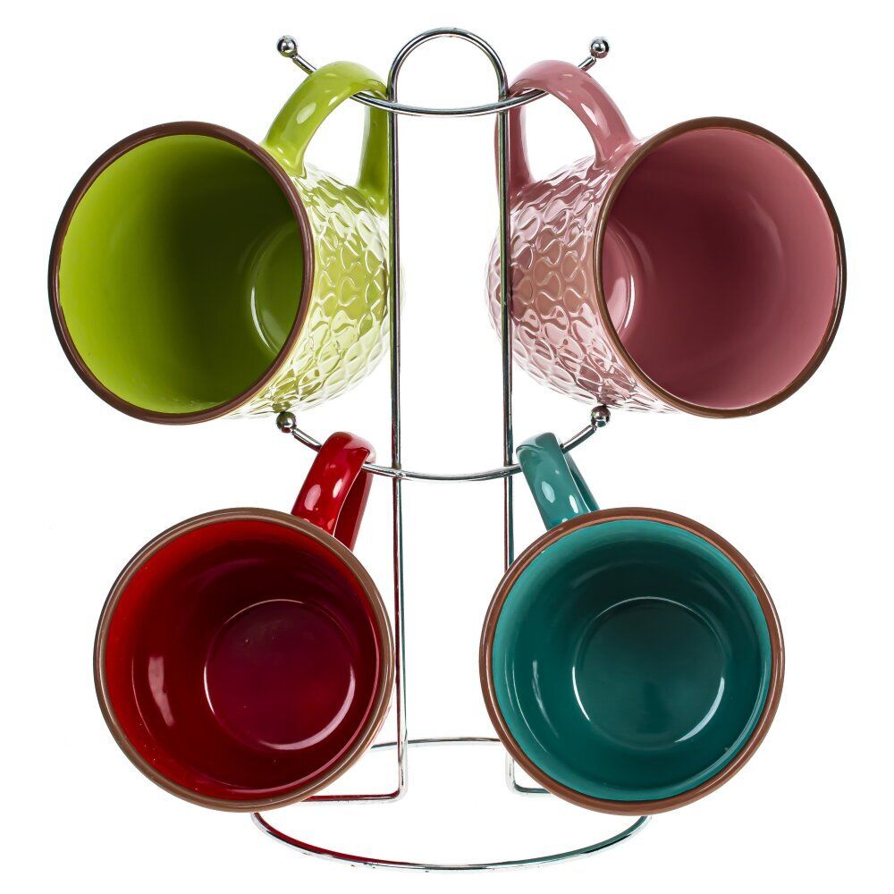 GAEM Набор из 4-х кружек на подставке, 400 мл, L25 W15 H26 см, 4в., (сорт 1,2)