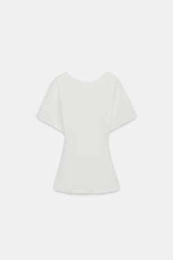 ZARA ТОП С КОРОТКИМИ РУКАВАМИ — ZW COLLECTION, ЖЕЛТОВАТО-БЕЛЫЙ