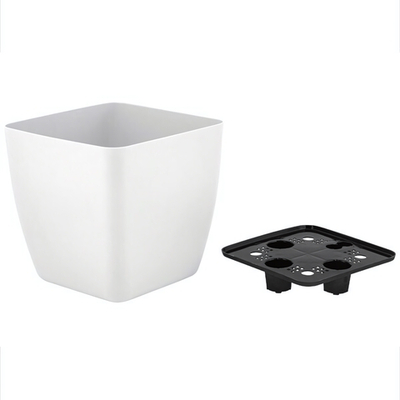 Горшок с дренажной вставкой InGreen Vienna, 5л, квадратный, белоснежный жасмин
