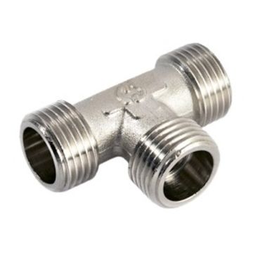Тройник Stout 3/4" НР с наружной резьбой никелированный латунный SFT-0018-343434