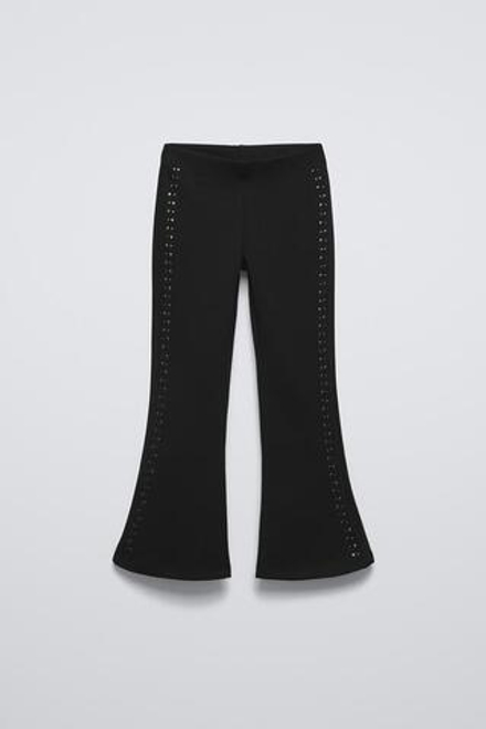 ZARA РАСКЛЕШЕННЫЕ БРЮКИ С КНОПКАМИ, ЧЕРНЫЙ