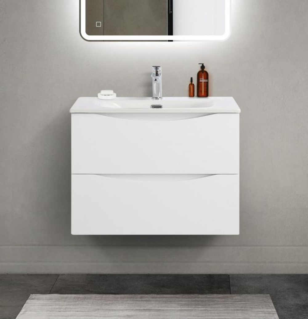 Тумба с раковиной подвесная BelBagno MARINO-CER-MINI-700-2C-SO-BO-P Bianco Opaco, раковина белая BB-8099-3-70