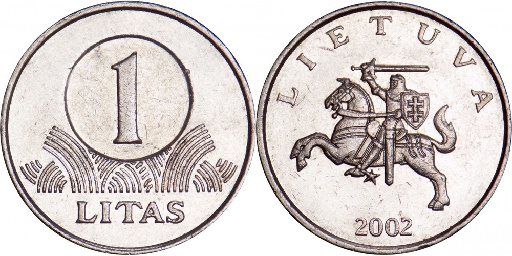 Литва 1 лит, 1998 - 2014 Рыцарь XF