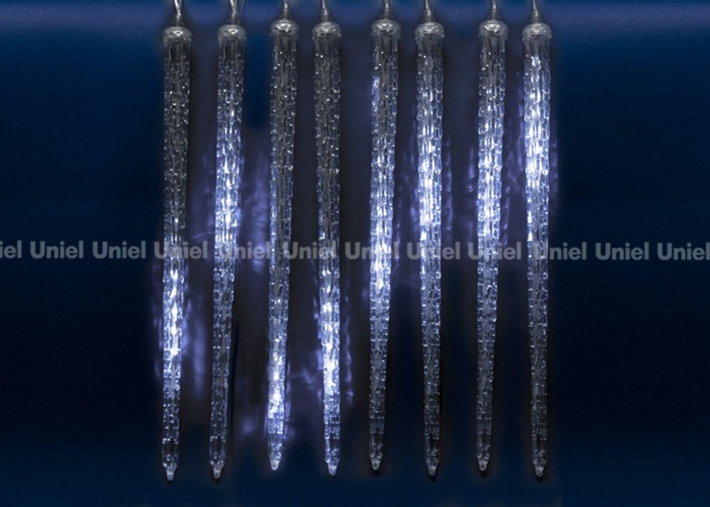ULD-E3005-300/DTK WHITE IP44 ICICLE Занавес светодиодный фигурный «Сосульки», соединяемый, 2,7х0,42м. 10 подвесов. Белый свет. Провод прозрачный. TM U
