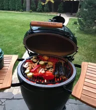 Керамический гриль Big Green Egg L Large (большой), 46 см, ножки с рукояткой, столики